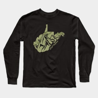 Bike West Virginia State Outline Olive Mountain Biking VA Biker Art Long Sleeve T-Shirt